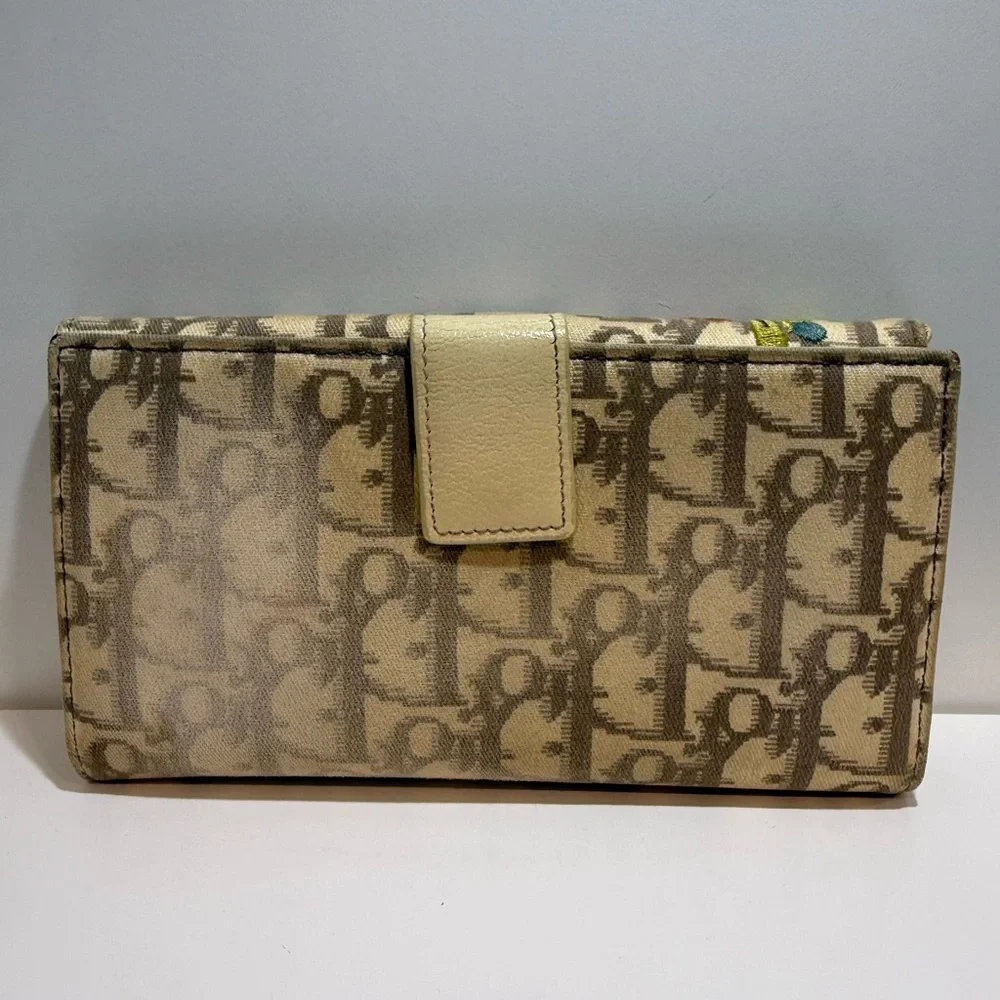 Christian Dior Trotteur Saddle Floral Embroidered Wallet